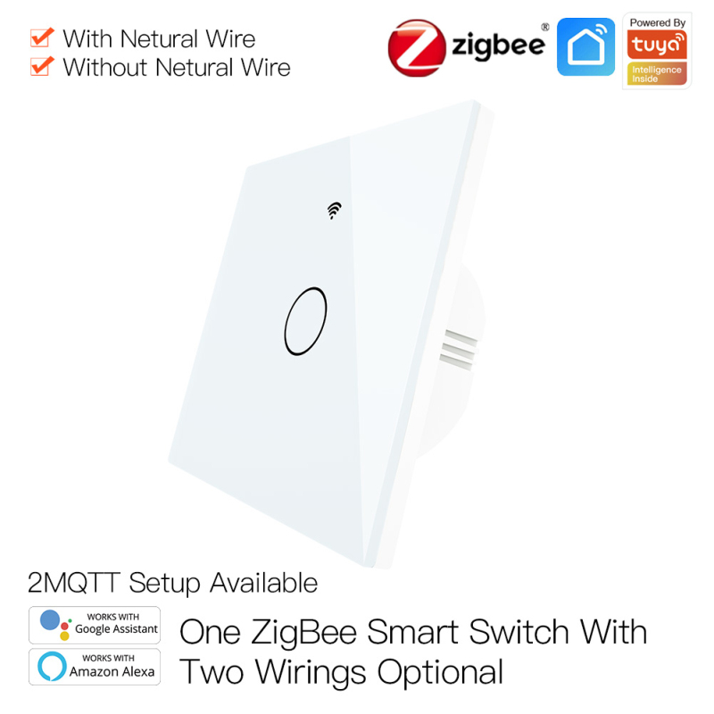 Smart Switch Home Automation Eu Tuya Zigbee Light With Without Neutral Wire Two Wiring Methods Ac100 240v Used In Conjunction Alexa Lazada Singapore - Moes Wifi Wall Touch Switch No Neutral Wire Needed To Connect