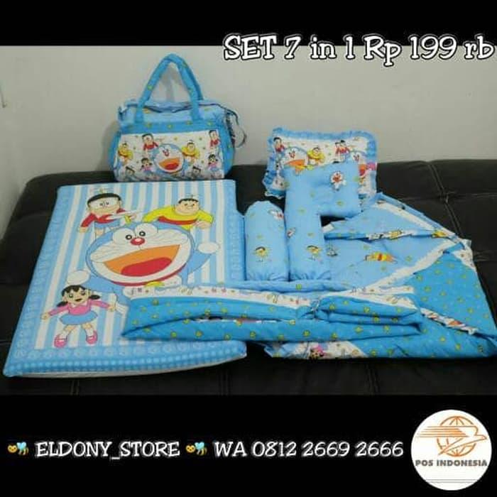 Kasur Matras Set 7 in 1 Motif doraemon /gendongan samping/selimut topi