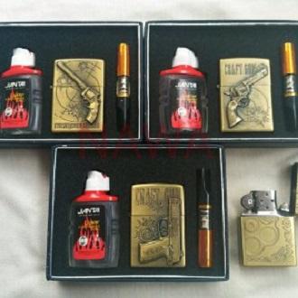Bisa Cod - Ready Stock Paket Hemat Mancis Murah Korek Api Zippo Gold Classic Army Free Minyak Plus Pipa - Random By Adiaolshop.