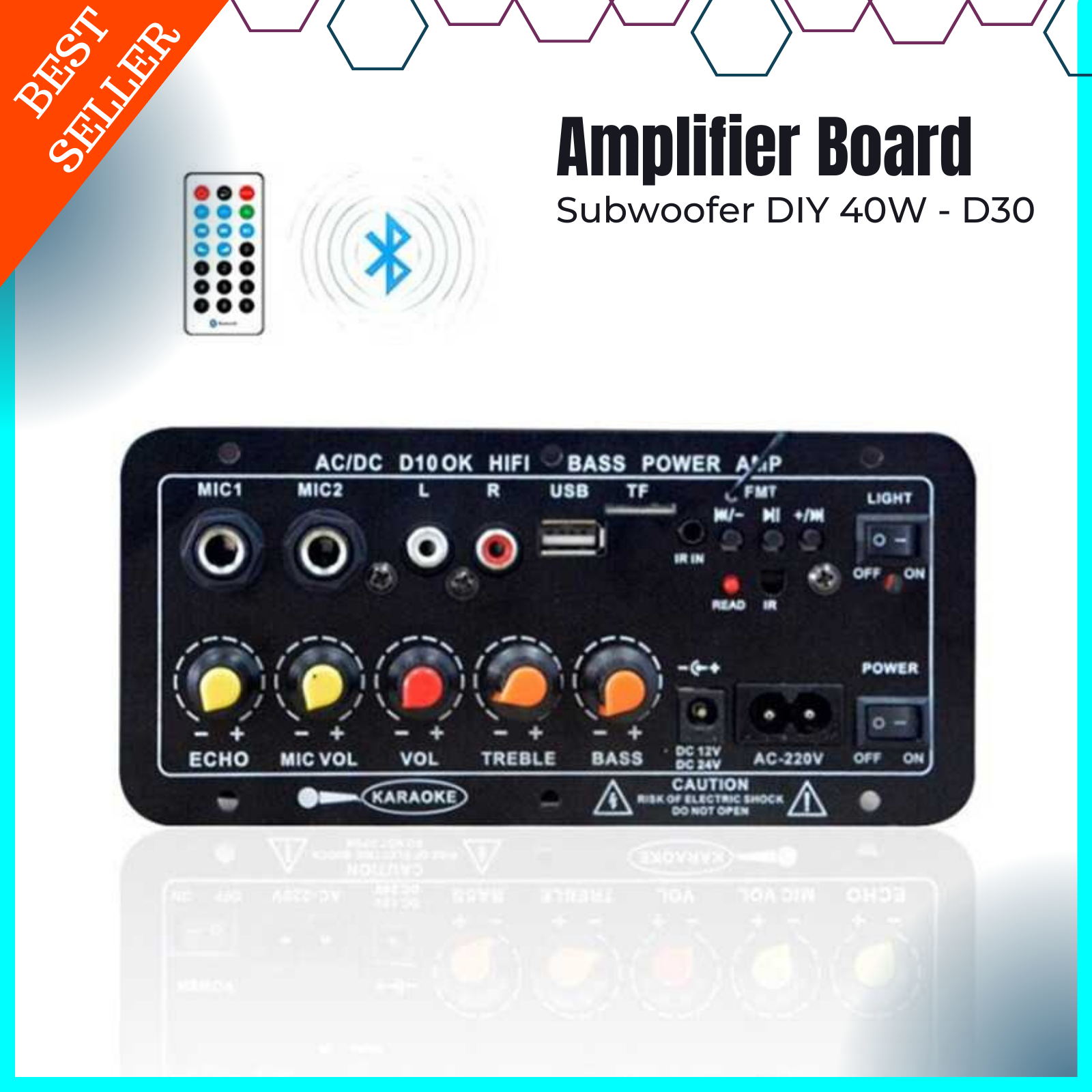 COD Amplifier Board Audio Bluetooth USB FM Radio Subwoofer DIY 40W ...