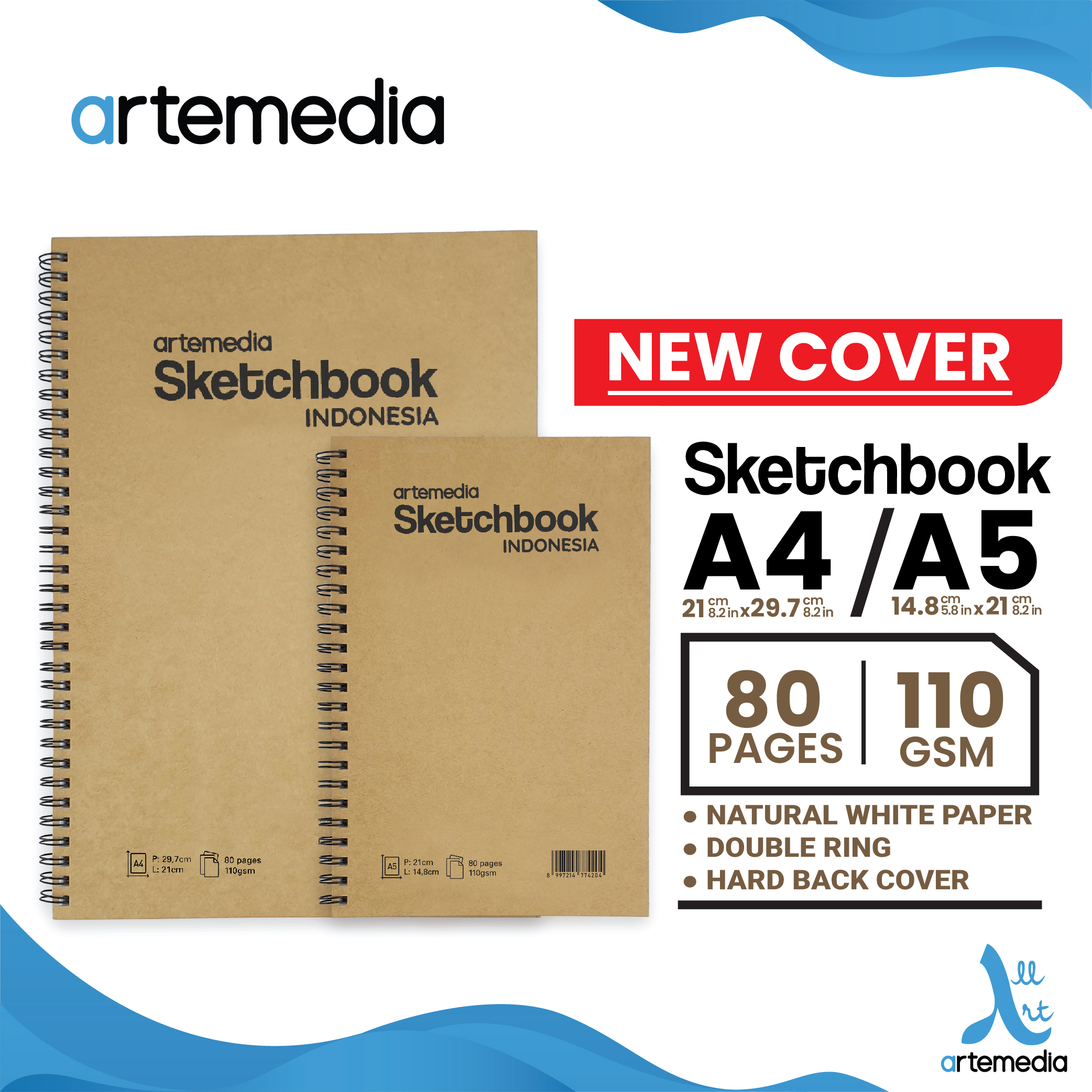 Buku Sketsa Artemedia Sketchbook Wired A5 A4 Craft Cover Jilid Spiral