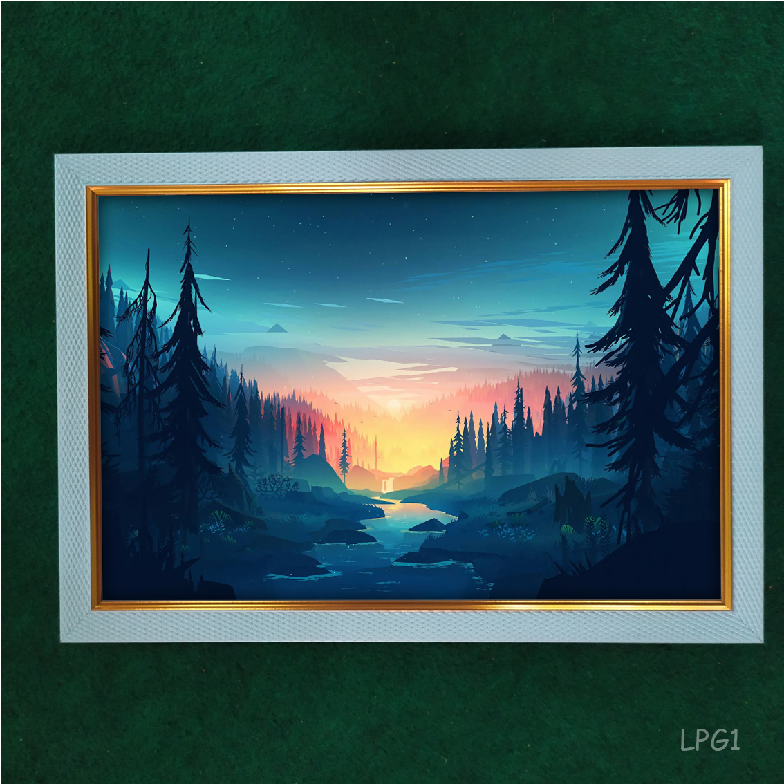 Lukisan cetak gambar pemandangan alam bingkai pajangan dinding ruang