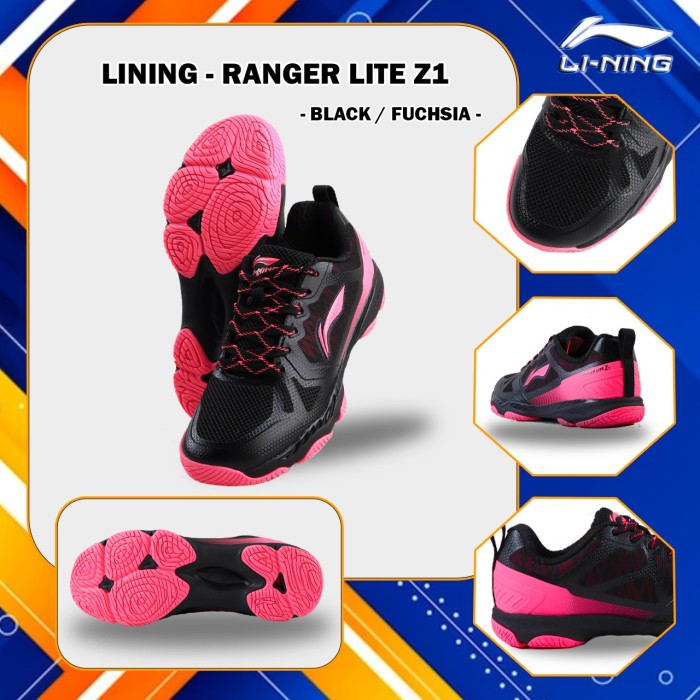 SEPATU BADMINTON SHOES LINING RANGER LITE Z1 BLACK FUSHCIA ORIGINAL
