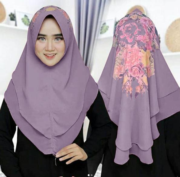 Hijab Terbaru 2019 Instan Syari Khimar KAMILLA Flower Printing Cerruty - Kerudung Khimar non ped / hijab instan Ceruti Printing / Bergo hijab Instan Printing Rose / jilbab simpel / hijab lebaran / jilbab ngaji / kerudung murah / kerudung terlaris