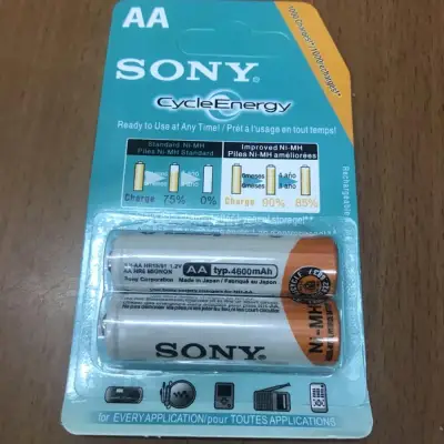 Baterai Cas Sony 4600 Mah AA Batre Charger Sony AA 4600 Mah 2Pcs