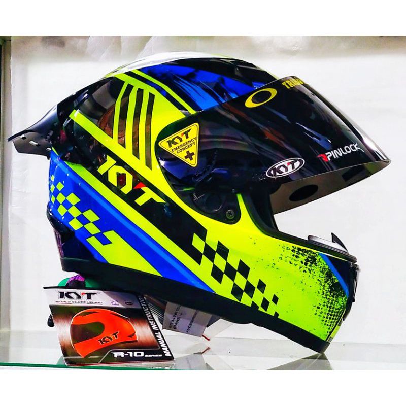Helm KYT R10 Series4 Free Spoiler + Stiker Full Visor Original Helm Pria Helm Murah Helm