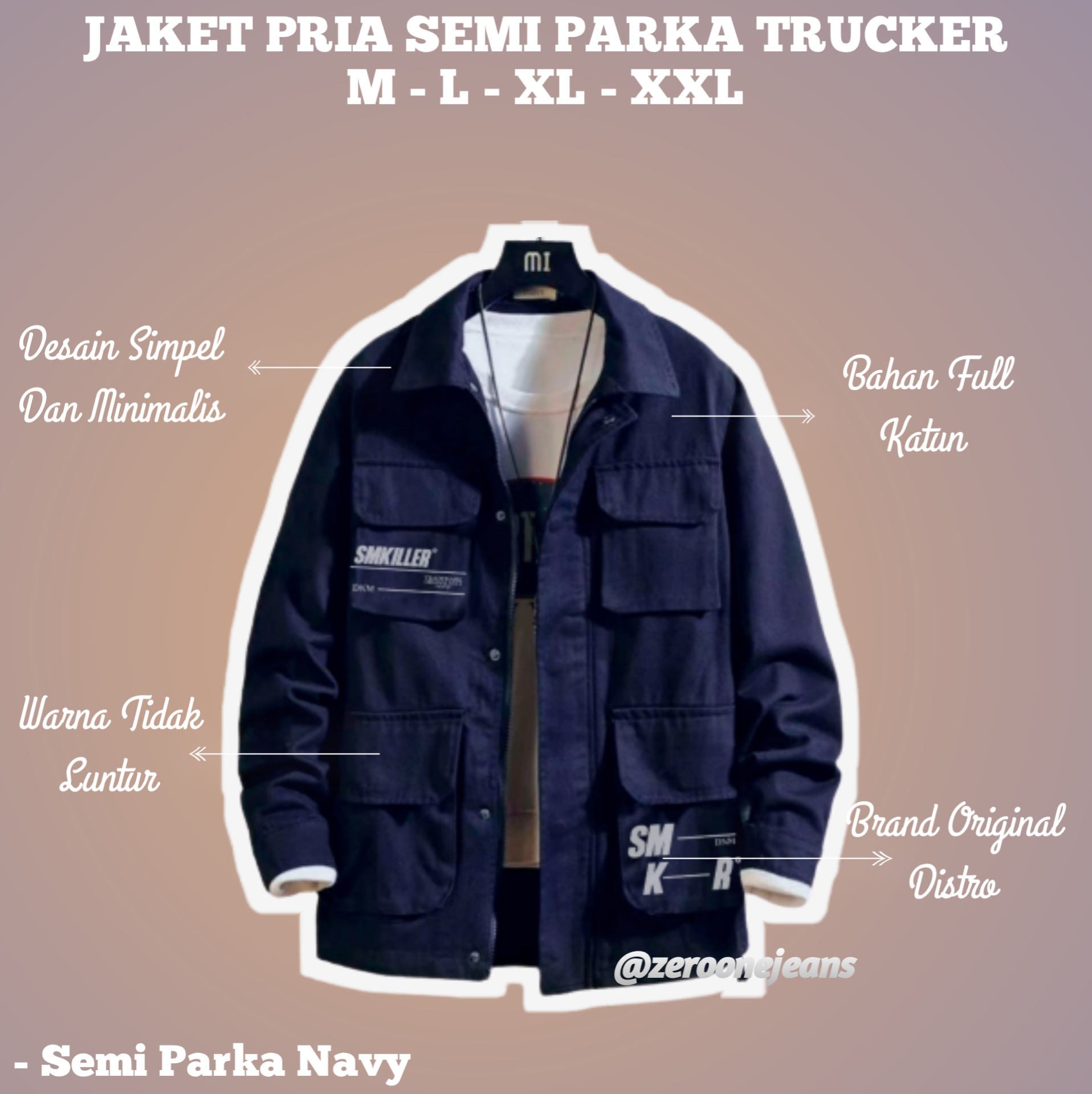 jaket semi parka navy