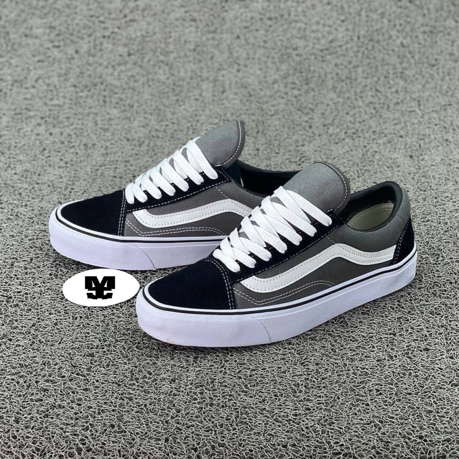 gray low top vans