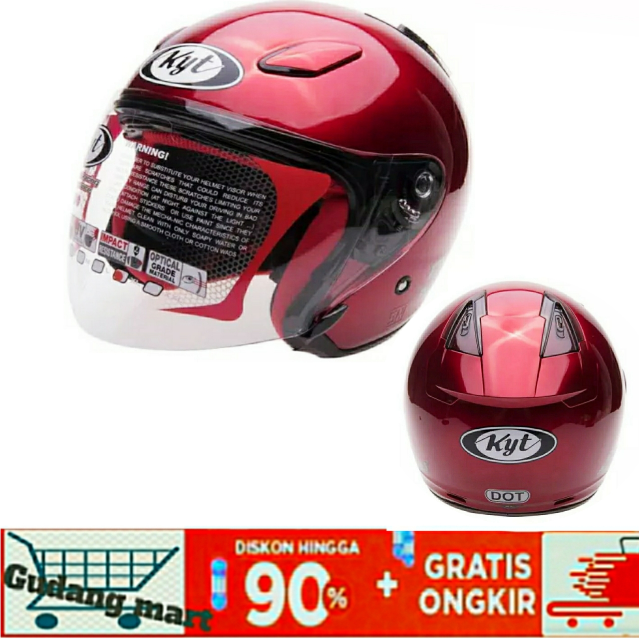Helm KYT DJ MARU Merah maroon ORIGINAL KYT DJ MARU Promo Helm KYT