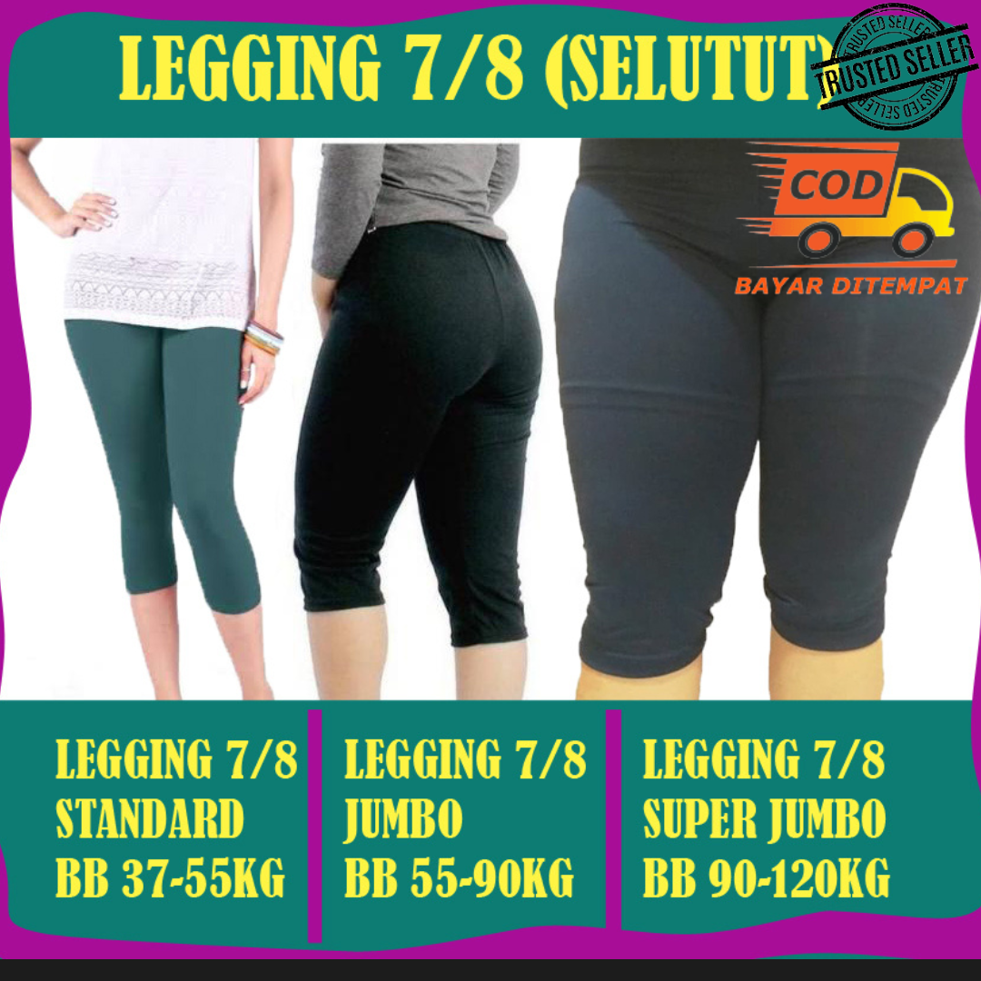 legging 78 - Legging 34 - Legging cewek - Legging pendek - Legging polos  ukuran SML SlimJumboSuper Jumbo - Celana legging pendek wanita - Legging  pendek - Lejing pendek | Lazada Indonesia