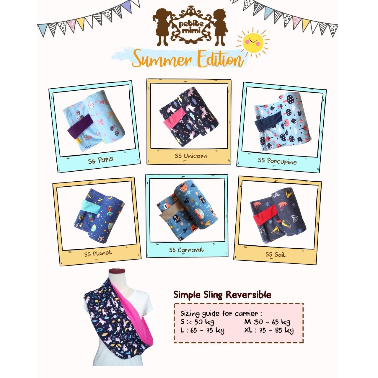 Petite Mimi Simple Sling / Gendongan Kaos Cotton Two Tone - Motif Random