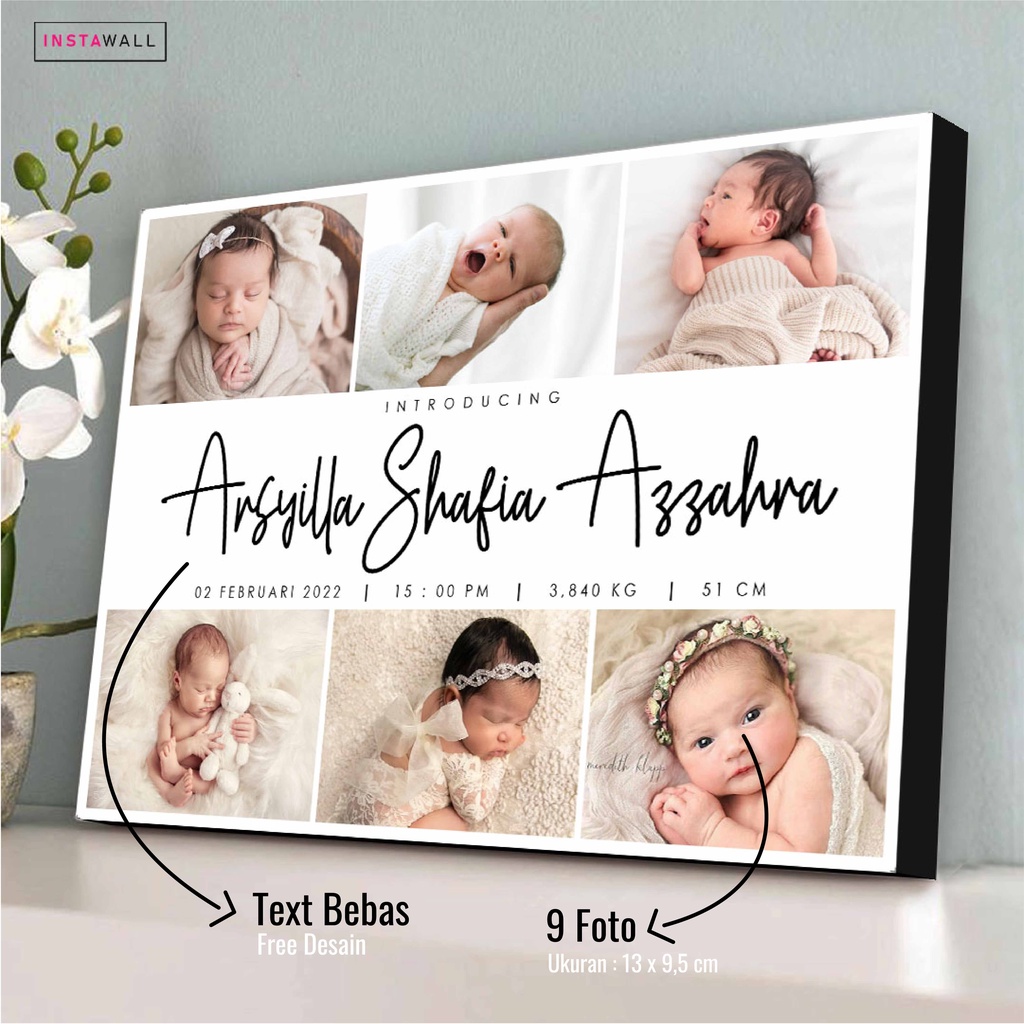 Biodata bayi cetak bingkai foto minimalis 12r Kolase Photowall Edit