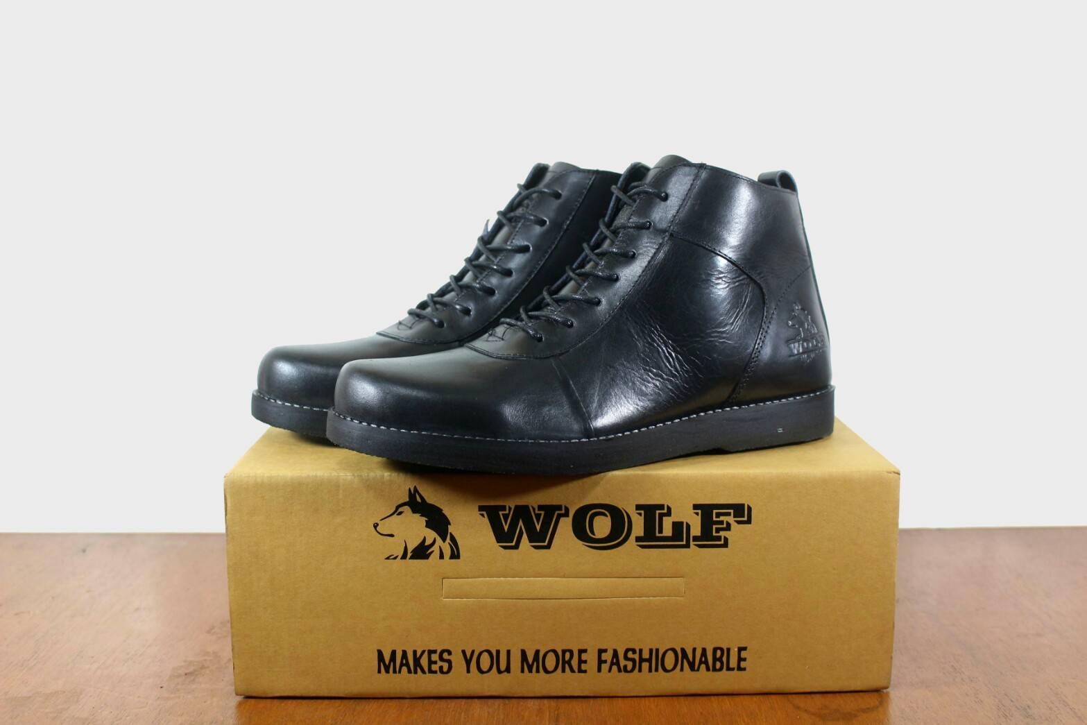 Sepatu Kulit Pria - Sepato Boots Pria - Sepatu Boots Brodo Pria Wolf - Sepatu Kulit Asli - WOLF GOLDEN