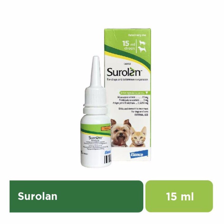 Surolan Drops 15 ML Obat s Telinga Anjing Kucing Ear Mites Jamur