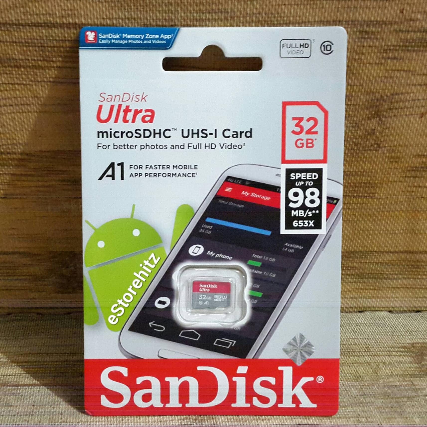 Micro SD 32GB 98Mbps Memory Card SanDisk Ultra microSDHC UHS-I Card Class 10 FULL HD VIDEO Original