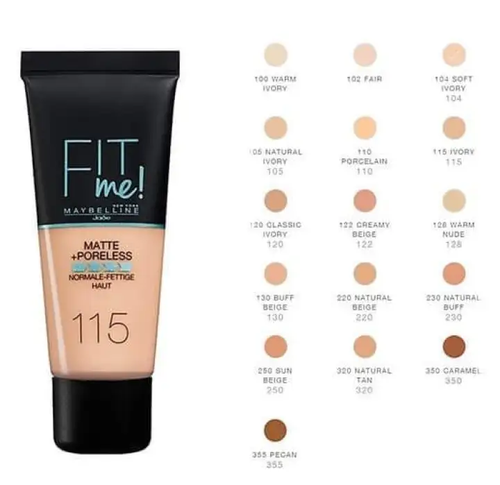 Original Maybelline Fit Me Foundation Matte Poreless Liquid Normal Tube 18ml