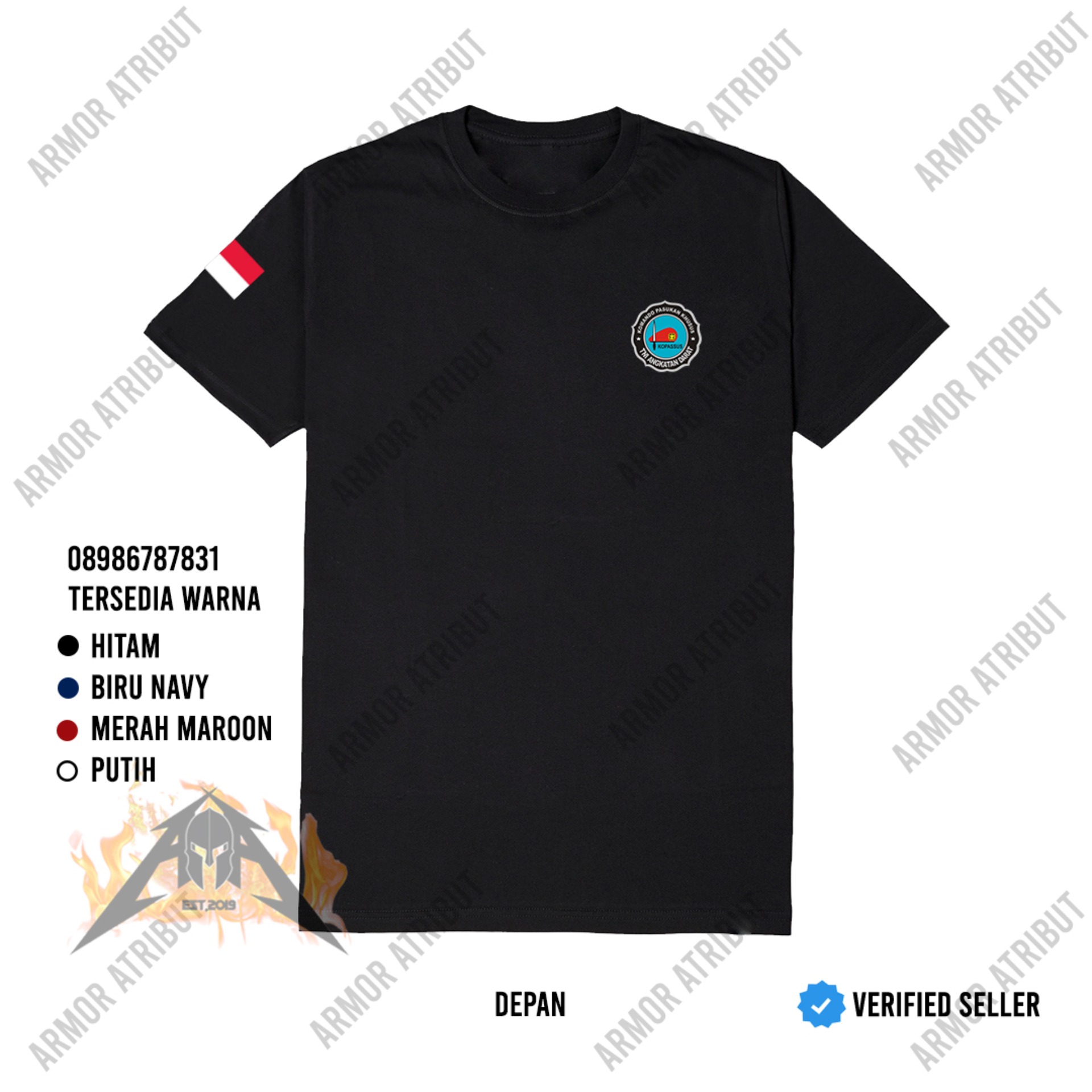 Kaos Baju Kopassus Full Logo Armor Atribut Lazada Indonesia