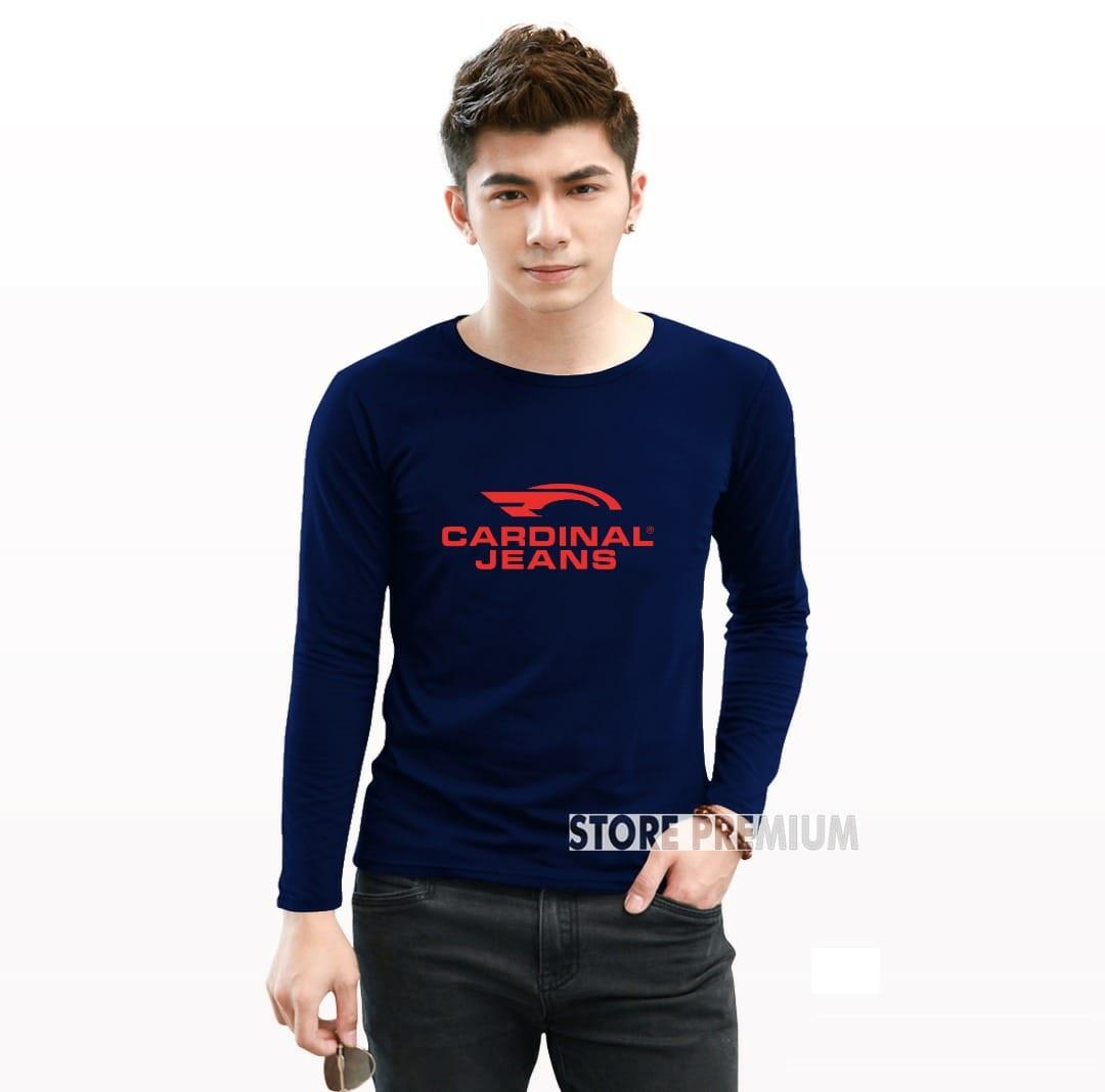 Kaos Distro Cardinal Jeans Premium Quality Lengan Panjang Text Merah