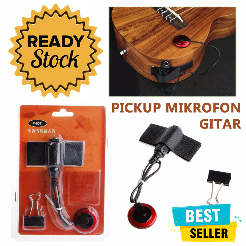 Pickup Mikrofon Gitar Akustik 6.5mm Audio Jack dengan Clip Klip