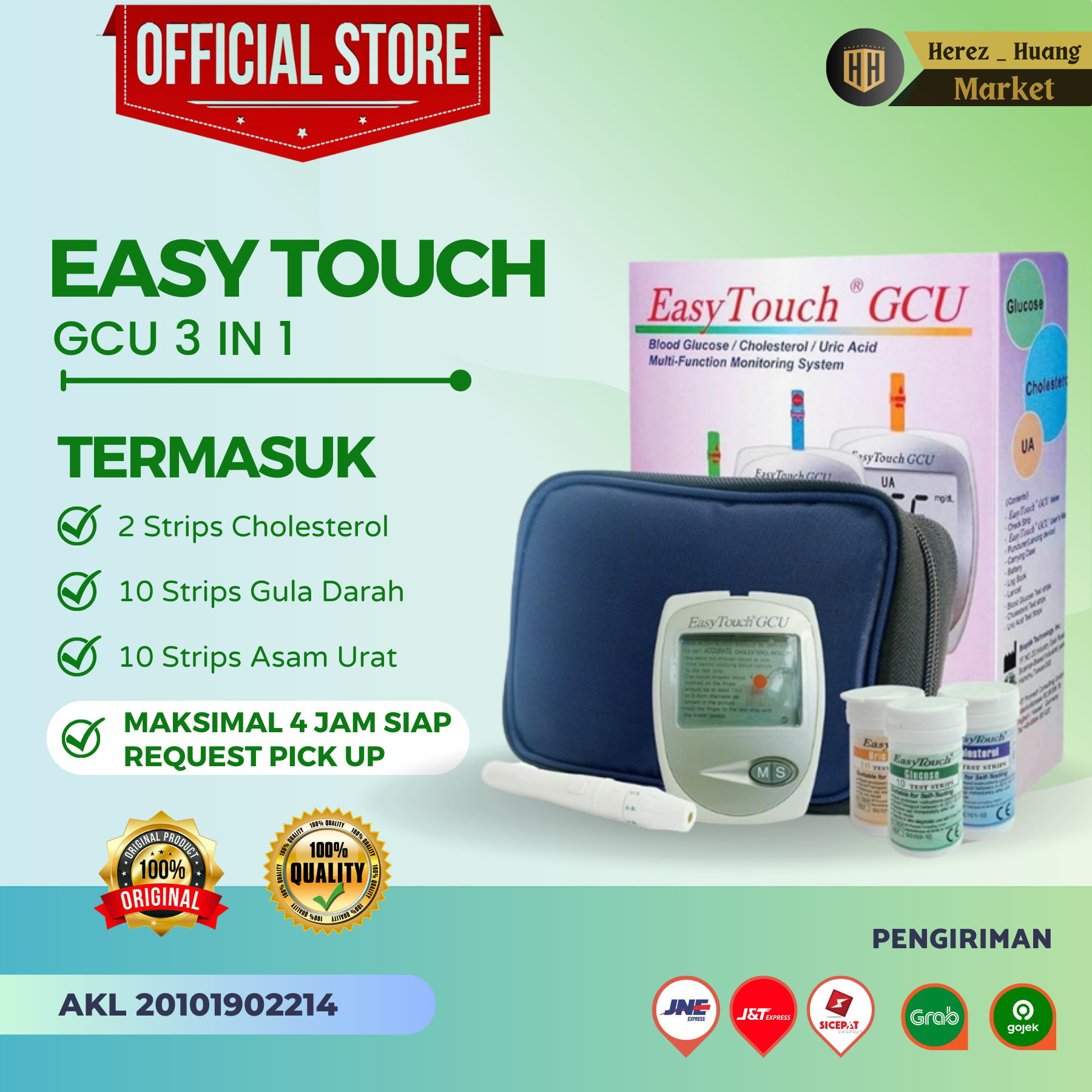 Easy Touch GCU 3 in 1 Alat Test GCU 3 In 1 Alat Test Kolesterol, Gula ...
