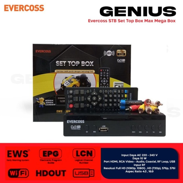 evercoss stb set top box pro digital tv receiver full hd stb max mega