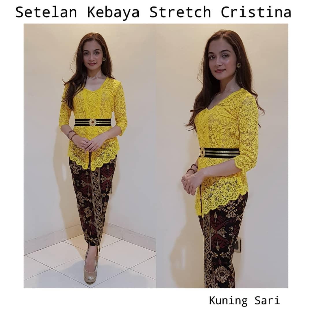 SIXMO - Baju kebaya brokat SETELAN kebaya bali STRETCH CRISTINA dan rok LYCRA PANJANG kebaya bali modern