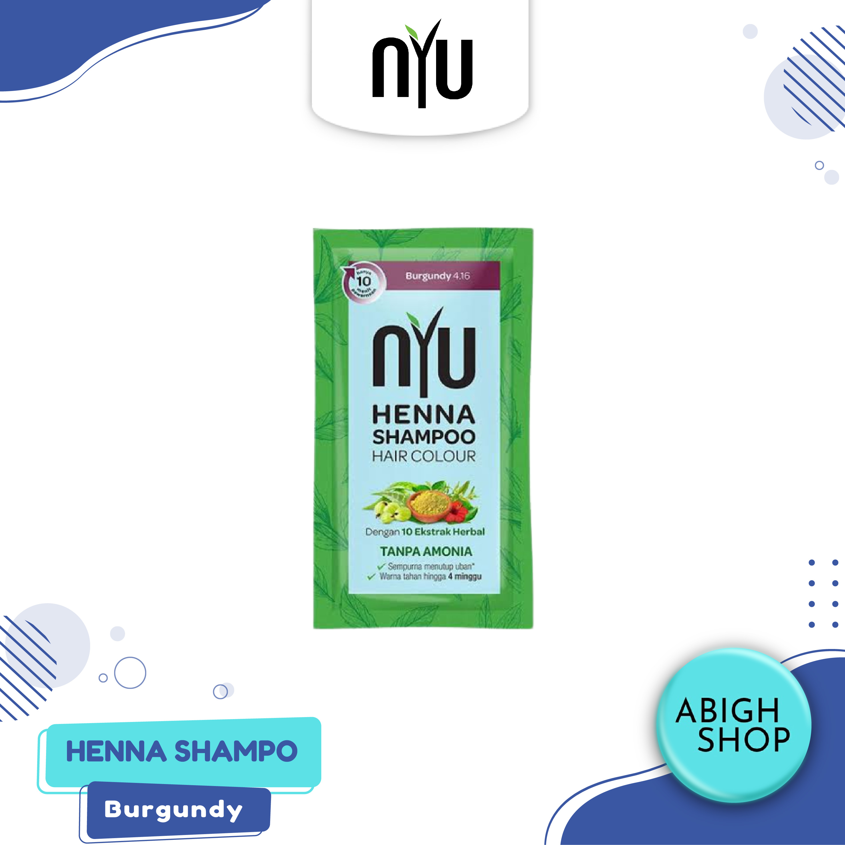 Nyu Henna BURGUNDY Shampoo Hair Colour Color Sampo Pewarna Rambut Yang