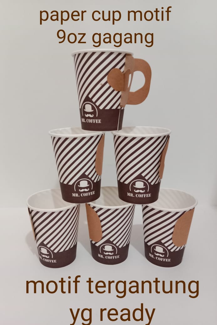 Paper Cup Motif 9 oz Gagang Tanpa Tutup l Gelas Kertas Kopi 9oz Gagang ...