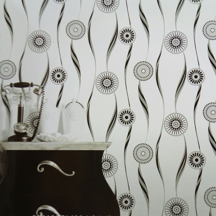 Wallpaper Dinding Motif Batik Bunga 3d Garis Polos Hello Kitty Doraemon Premium 45cm X 10m