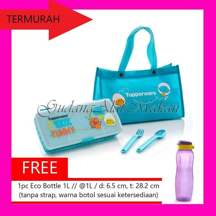 Tupperware Lunch Keeper Rectangular Free Eco Bottle 1L botol minum