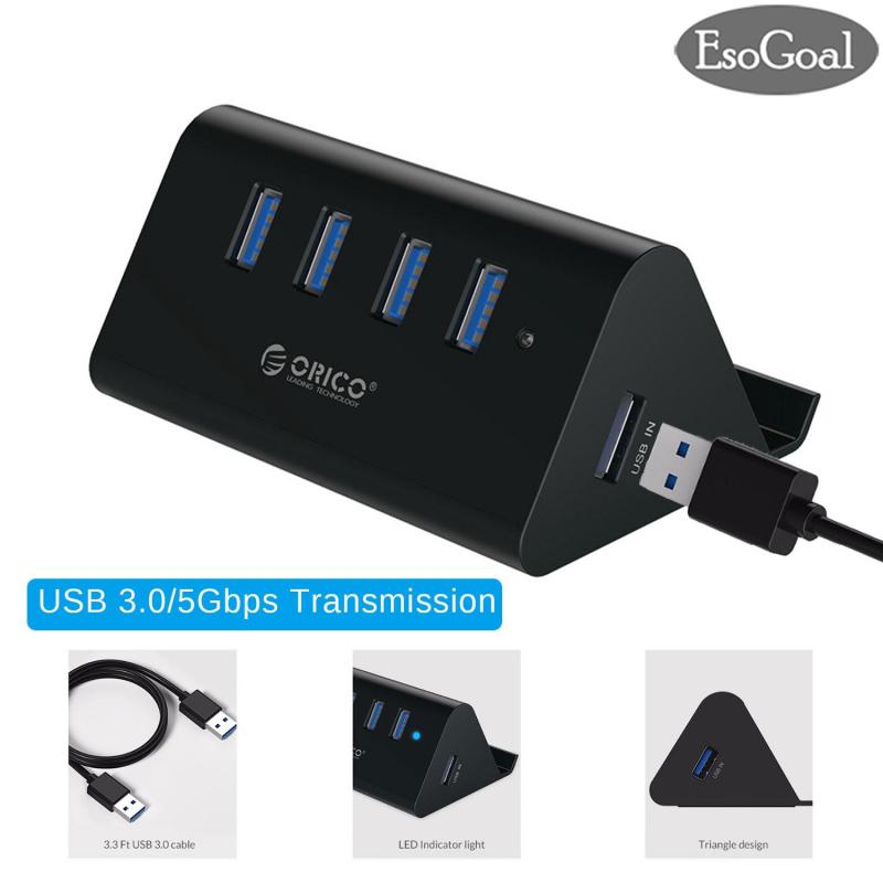 EsoGoal USB Hub 3.0 External 4 Ports USB Splitter with Phone and Tablet Holder Micro USB Power Port for iMac Computer Laptop Accessories 5Gbps Super Speed Transmission