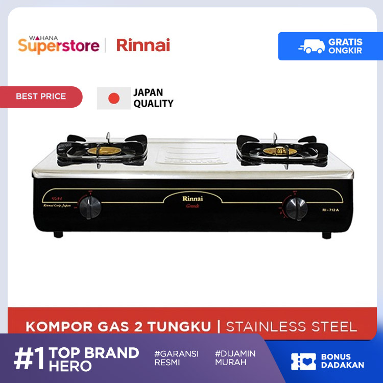 Rinnai Ri 712a Kompor Gas Jumbo Stainless 2 Tungku Ri 712a Ri 712 A Ri712a Ri712 A Lazada Indonesia