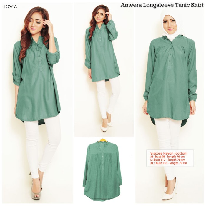 Ameera Longsleeve Tunic Shirt - White 