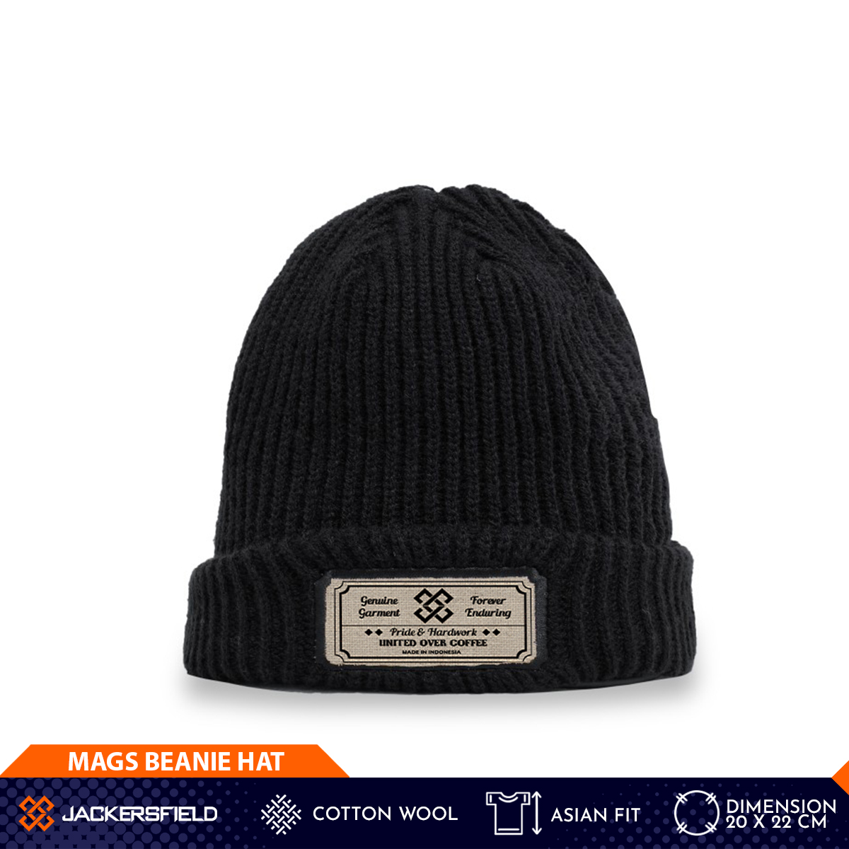 Jackerfield Mags Beanie Hat Black Topi 