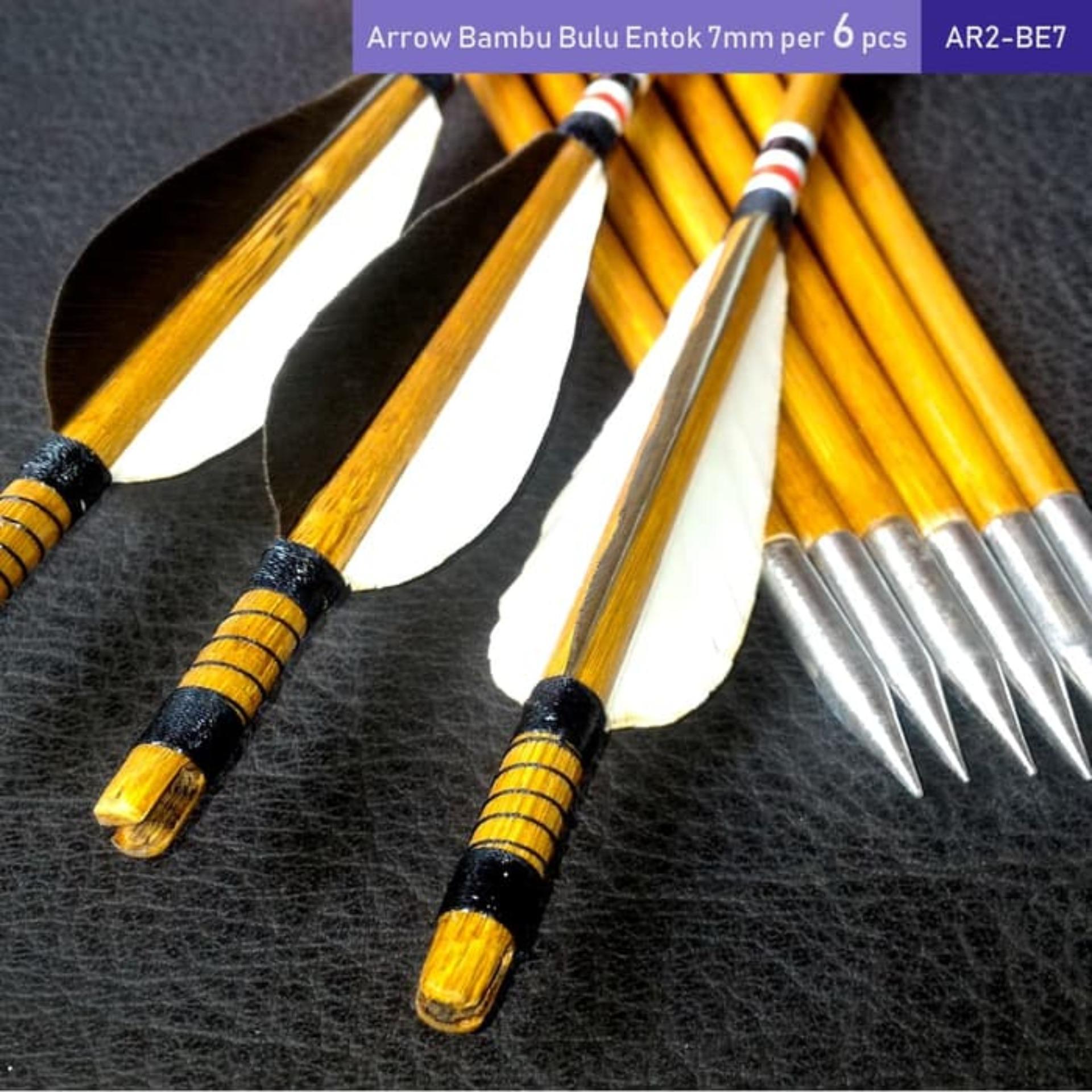 Anak Panah Bambu 7mm Per 6 Pcs - Arrow Kayu Petung - Anak Panah Bambu Bukan Carbon Alumunium Fiber - Panahan Archery Bergaransi - Papan Karet Sasaran Arrow Busur