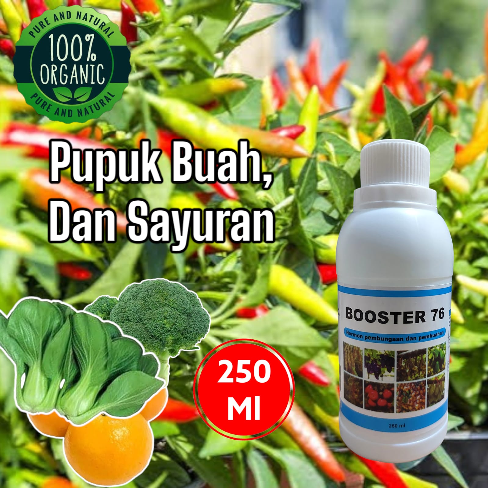 Pupuk Booster 76 Organik Pelebat Dan Penyubur Tanaman Buah 250ml ...