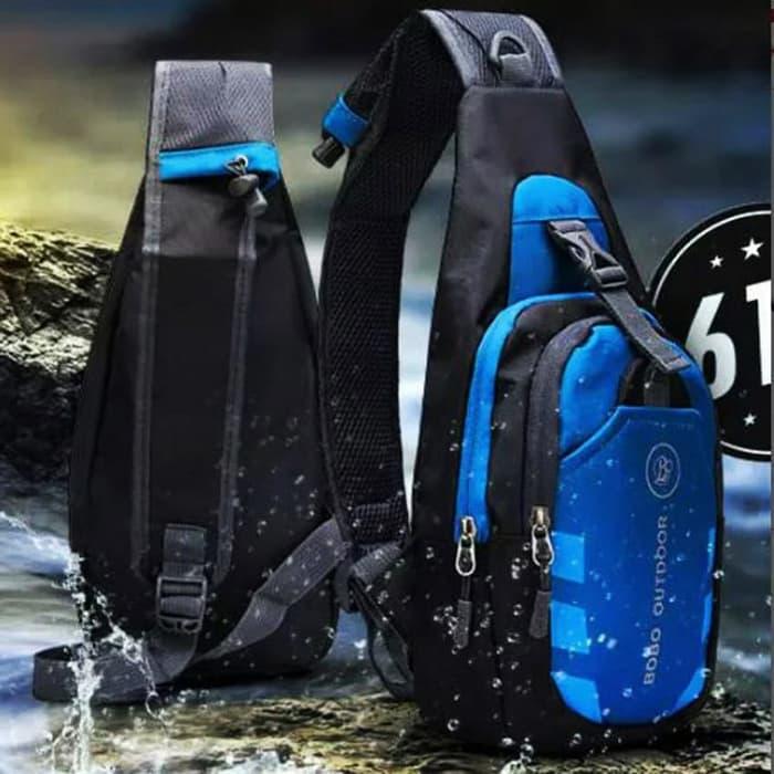 TAS SELEMPANG WATERPROOF ORIGINAL - BIRU - BB009 / Bobo Outdoor Tas Selempang Pria Murah Eiger Kulit Consina Asli Original Branded Bodypack Kanvas Army Polo Anti Maling