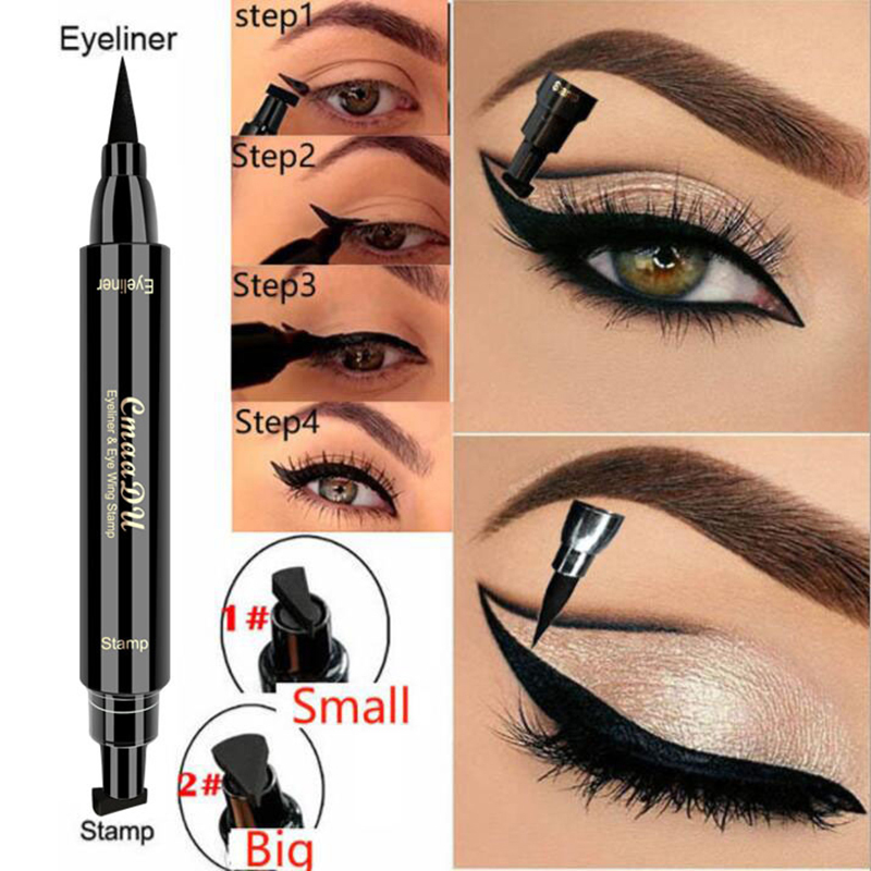 Ladess 【Giảm Giá 】 1 Chiếc Cmaadu Đôi Mắt Kết Thúc Chất Lỏng Trang Điểm Bút Chì Chống Thấm Nước Màu Đen Tem Trang Điểm Bút Kẻ Mắt Đẹp Bút Chì Di Động Trang Điểm Sửa Chữa Trang Điểm