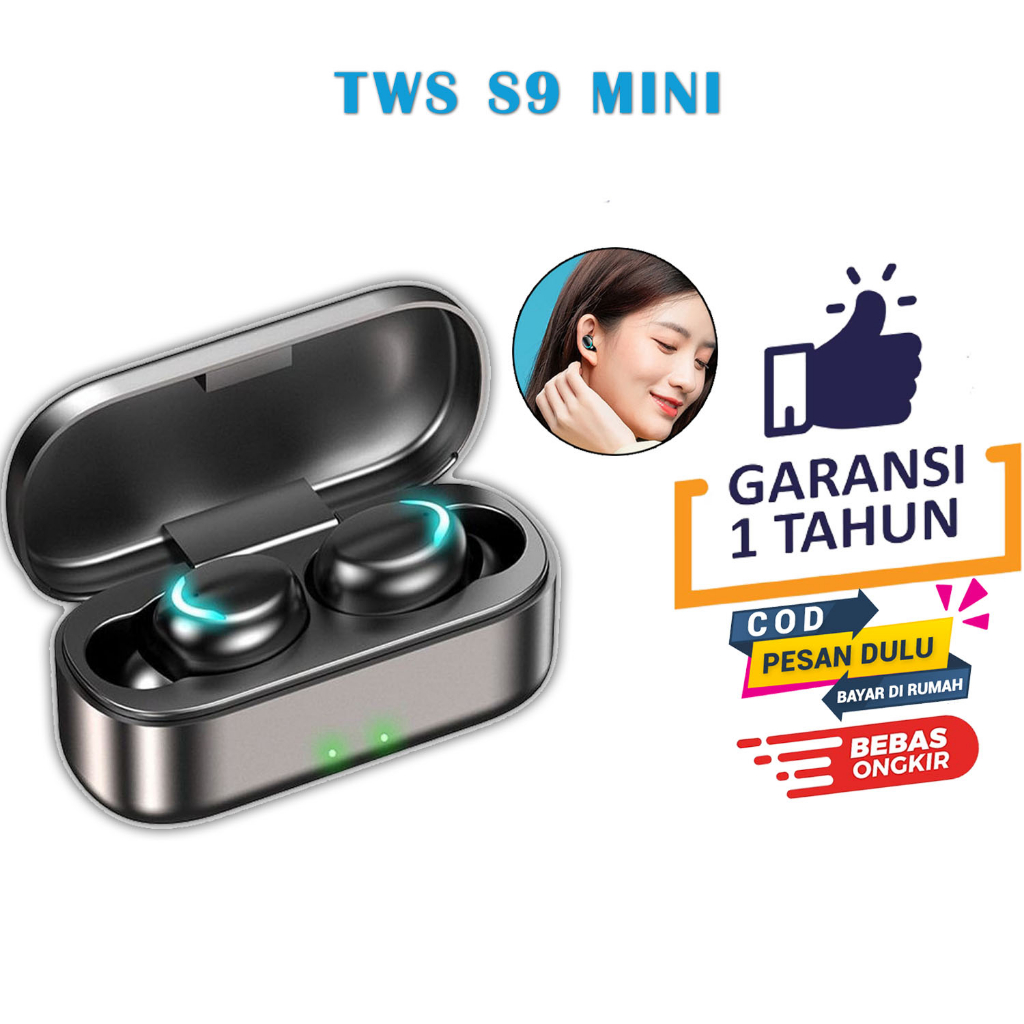 Headset Bluetooth TWS S9 Mini Super Bass Sound BT V5.1 Smart Touch