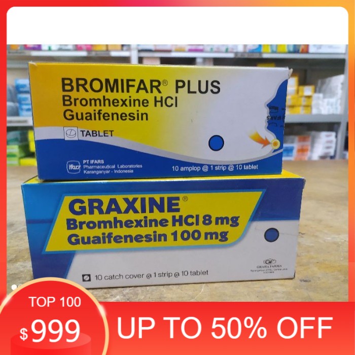 Bromifar plus bromhexine hcl 8 mg guaifenesin 100 mg