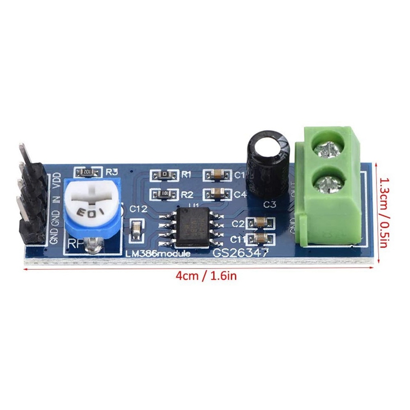 Switch Electronics LM386 Audio Amplifier Board Module – 200x Gain (OKY3464-1)