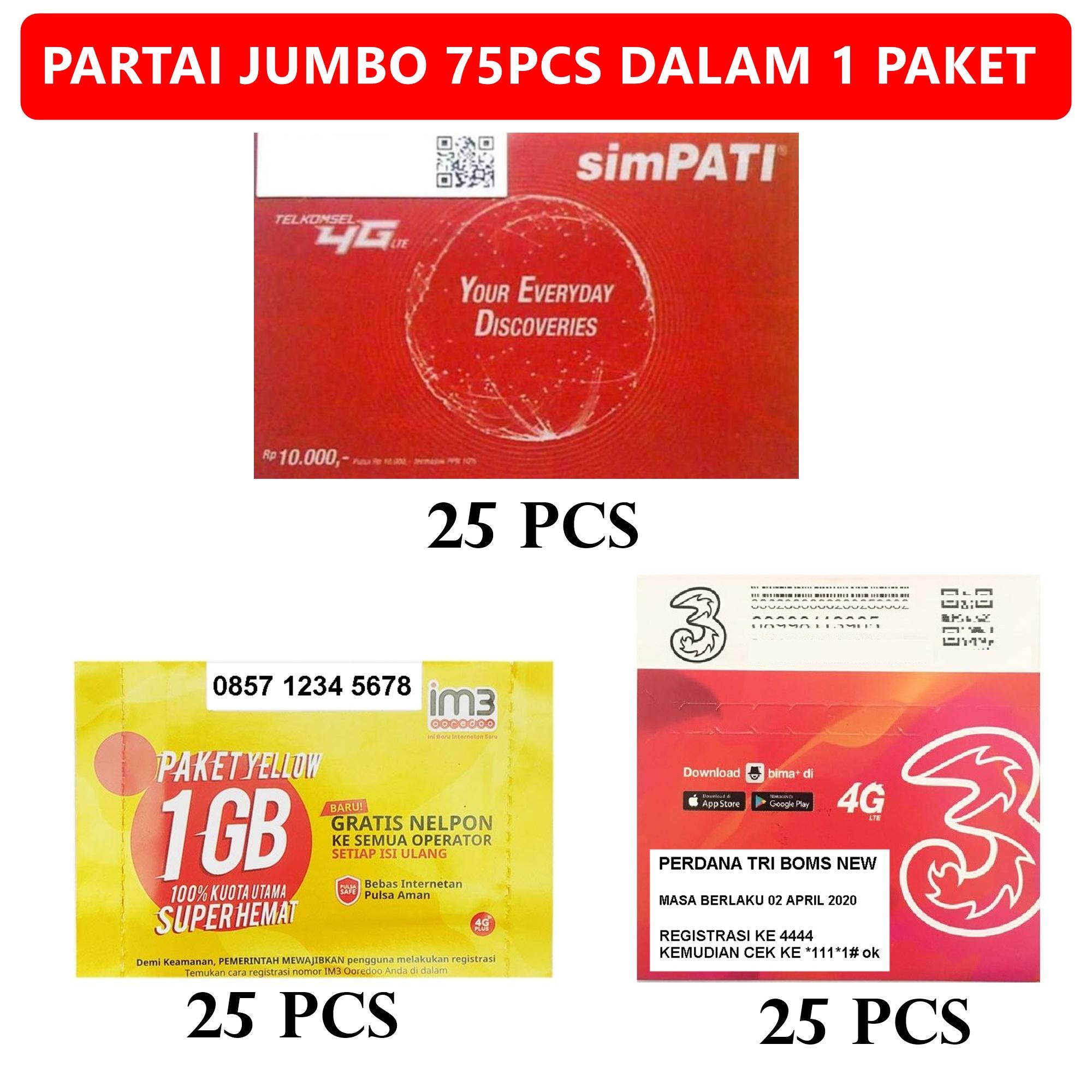 Perdana Simpati Biasa Pulsa 25pcs + TREE 25pcs + IM3 25pcs
