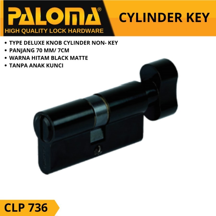 KUNCI Knob Cylinder PALOMA CLP 736 DELUXE 70MM No Key HITAM MATT BLACK KUNCI Knob Cylinder PALOMA CLP 736 DELUXE 70MM No Key HITAM MATT BLACK