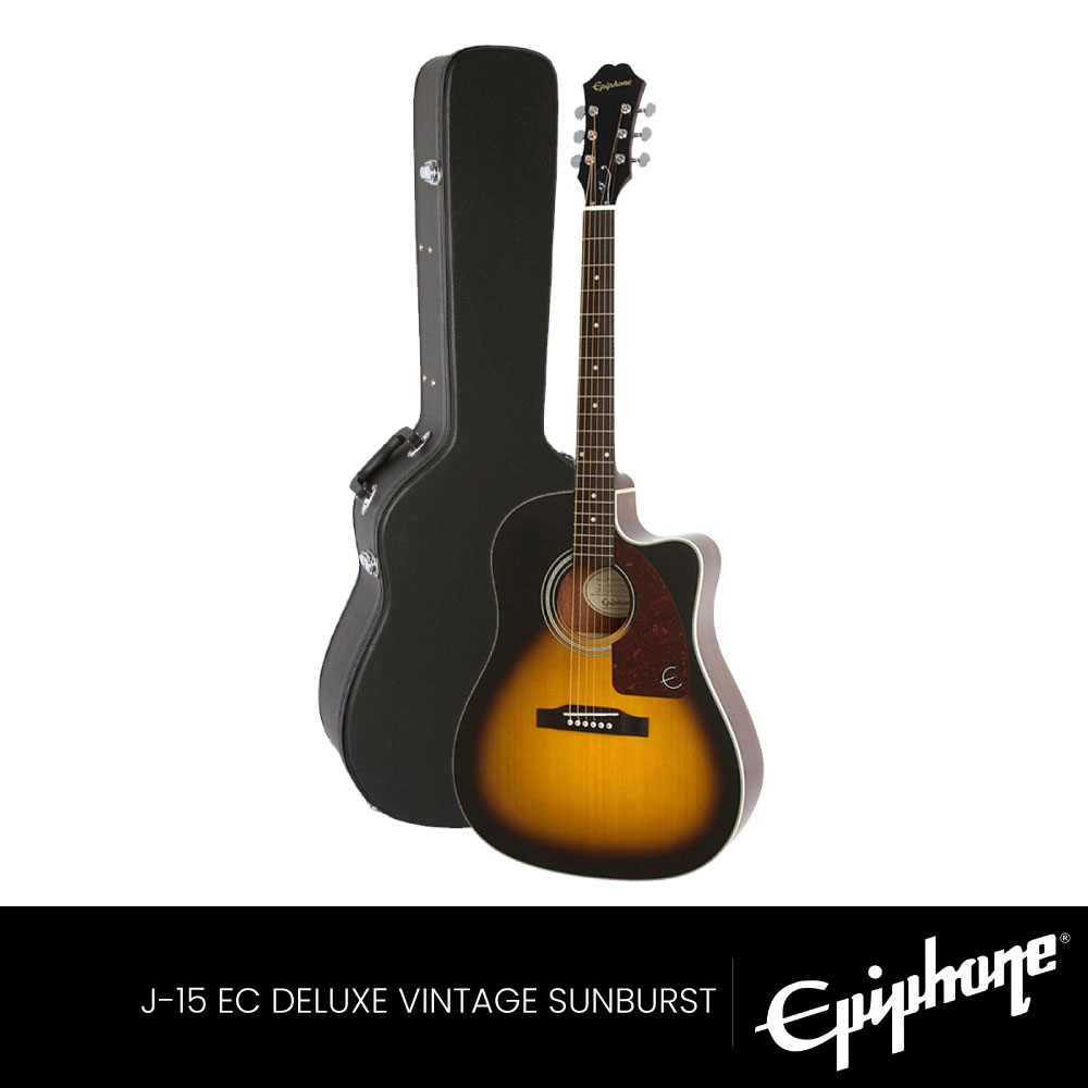 Epiphone J-15 EC Deluxe Vintage Sunburst Acoustic Electric Guitar