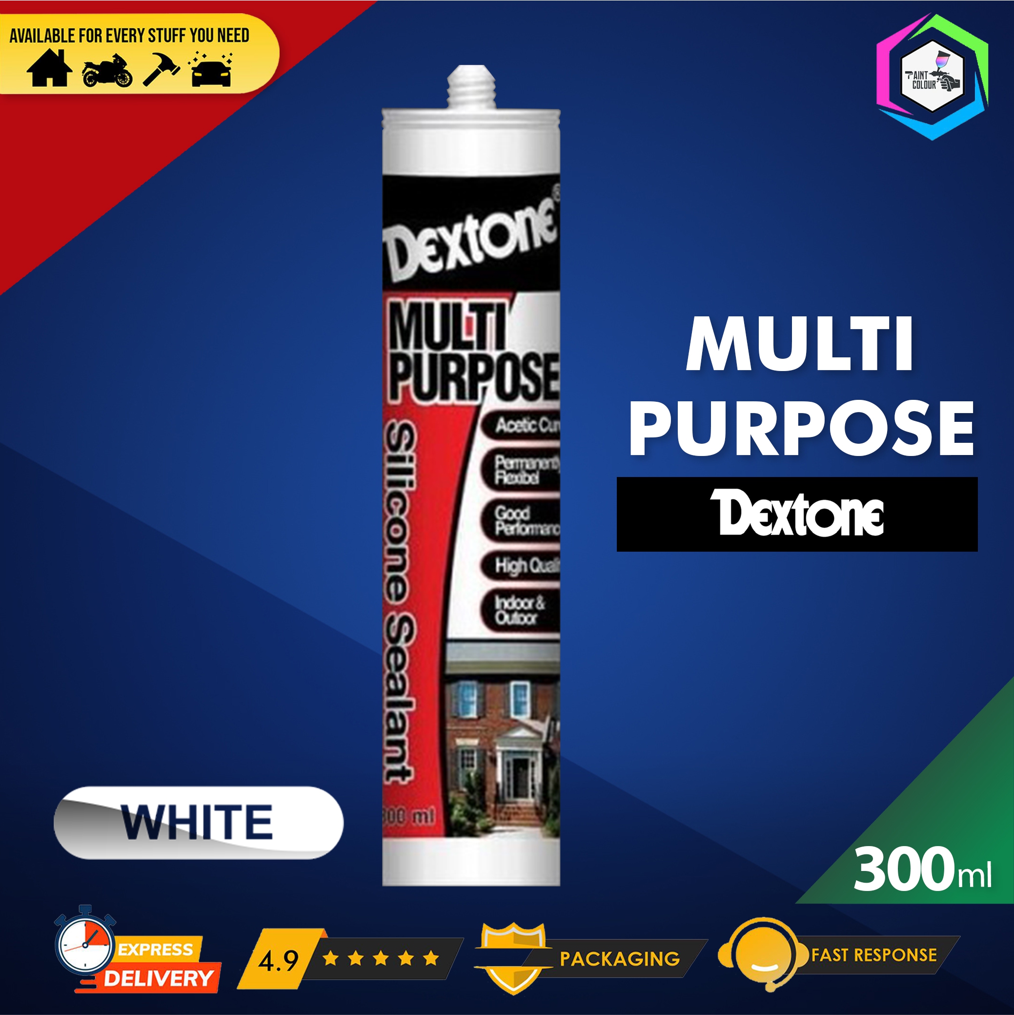 Dextone Multi Purpose Siliconee Sealant 300ml Sealer Lem ALL COLOR