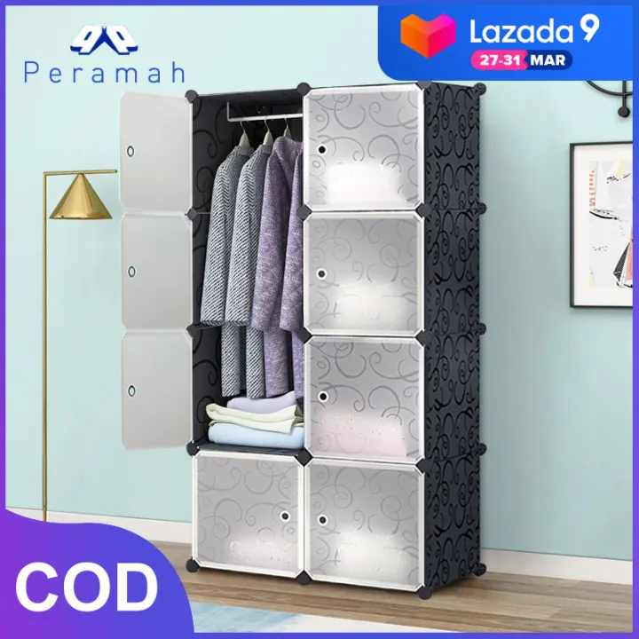 Cod Rak Serbaguna Lemari Pakaian Kapasitas Besar Wardrobe Lemari Plastik 8 Muka 5 Slot 1 Gantungan Baju Lazada Indonesia