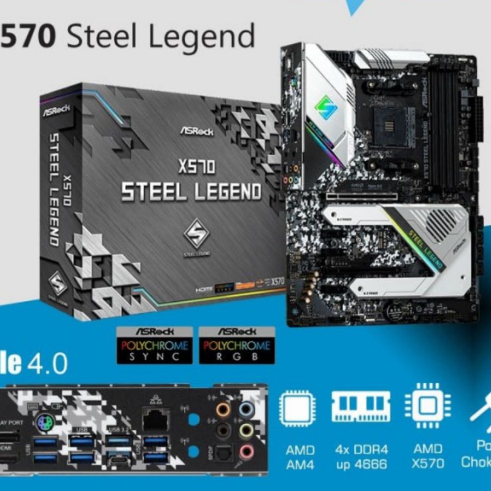 MOTHERBOARD ASROCK CHIPSET AMD X570 STEEL LEGEND SOCKET AM4