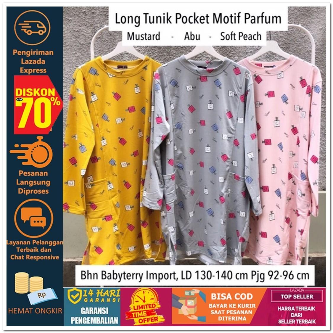 Sneakers World LONG TUNIK POCKET PARFUM Hijab Jilbab Segi Empat Square Pashmina Kerudung Khimar Pesta Kondangan Nikahan Simple Pet Instan Instant Bergo Kekinian Trendy