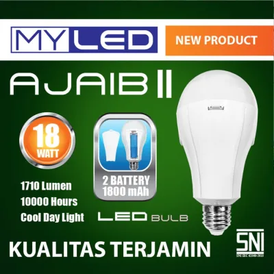 Lampu LED Emergency MY LED AJAIB 18W + 2 Baterai Putih MY LED AJAIB II