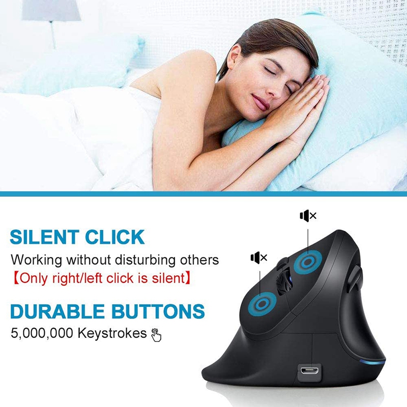 Vertical Wireless Mouse,Rechargeable 2.4G Optical Silent Ergonomic Mouse,Adjustable DPI 800/1200/1600,Large Hand Mouse